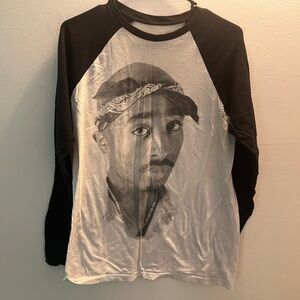 Bravado Black and White Long Sleeve Tee with Artistic Portrait